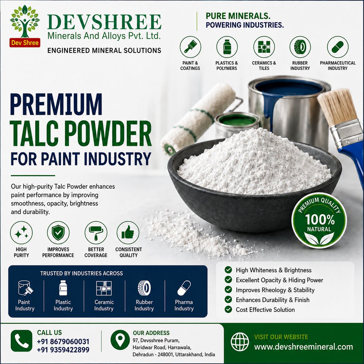 Devshree_mi's tweet photo. Boost brightness, opacity &amp; durability with Devshree Talc Powder. #Minerals #Coatings https://t.co/KOb13oRKSh