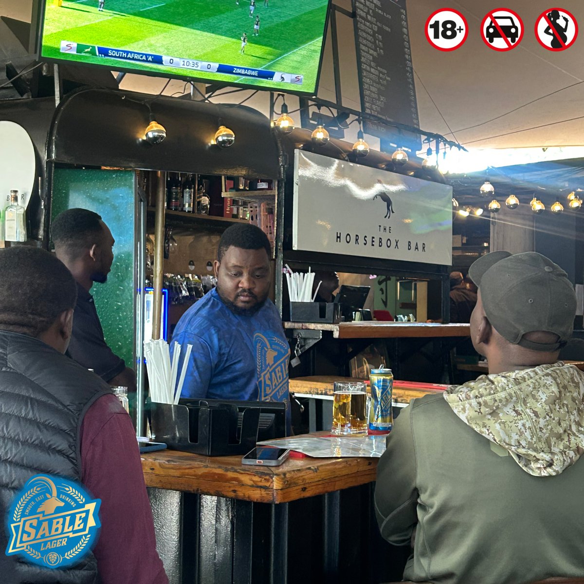 SableLager's tweet photo. Watch Party Vibes🔥🏉
Zimbabwe vs South Africa A, loud and proud supporting the boys at Queen of Hearts.
#ItsYourTime https://t.co/6dxLraoGat