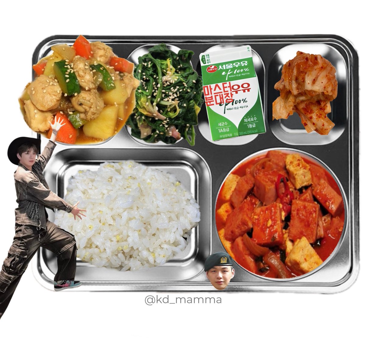 kd_mamma's tweet photo. 〔 2026년 6월 21일 석식 〕 
밥
햄짜글이
닭고기야채조림
시금치무침
백색우유
배추김치
   ᑎ__ᑎ      ᐱ__ᐱ     ᕱ__ᕱ
   (˶.•o•˶)    ( .•ω• )    ( .•⤚• )
ଘ(ა       )    (ა     ૮)｡   ( 🥛٩)੭ https://t.co/GqeFiDwtgs