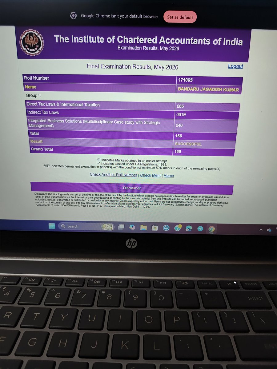 nameisjk's tweet photo. @nareshjeemishra Bro i was in the same situation as yours mine G2 pending from 2023 lot of efforts but result is unsuccessful every time. In jan attempt I scored 144 failed in ibs subject with 34m so just want to say don't give up i gave my full efforts on may 26 now iam a CA. https://t.co/aHgudOXSl5