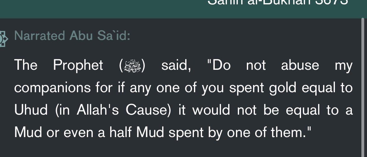 El_Hunto's tweet photo. May Allah ﷻ guide the shias. 

If Mount Uhud were turned to gold, it could be worth around $14.5 quintillion.

To spend that much in 100 years, you’d need to burn through roughly $397 trillion every single day.

And yet it would not equal the charity of a Sahabi رضي الله عنه. https://t.co/lIDj8sxHK3