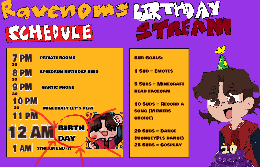ravenoms_'s tweet photo. RAVENOMS 20TH BIRTHDAY STREAM @ 30 MINS

ttv / ravenoms https://t.co/B2ha4HOJYP