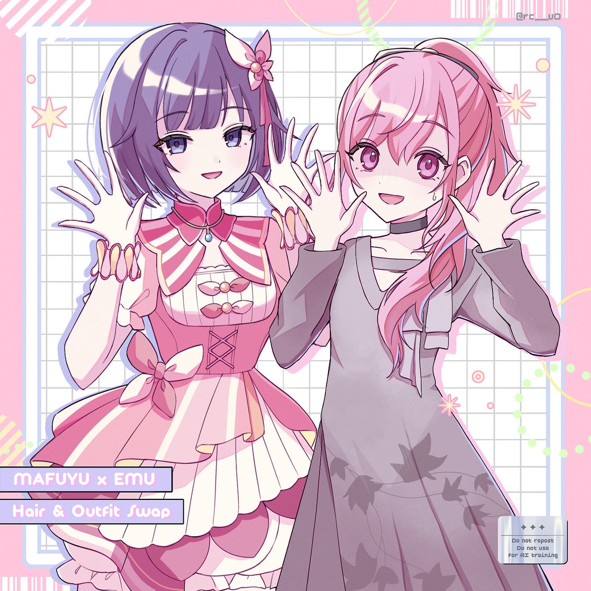 rc___u0's tweet photo. ⑫まふゆ &amp; えむ 衣装・髪型交換
#prsk_FA https://t.co/ZMjr5BVH60