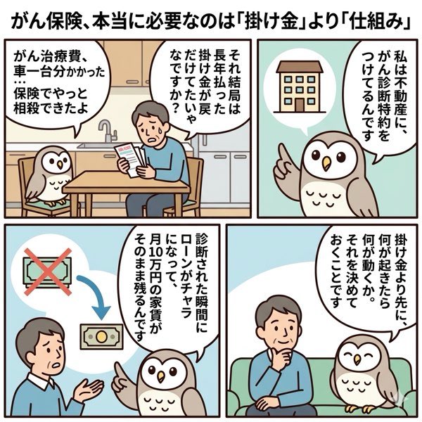 hukuly's tweet photo. がん保険、本当に必要なのは「掛け金」より「仕組み」
【❌ がん保険、こう考えてる人が危ない】
・とにかく特約を盛れば安心だと思ってる
 ・「掛け金=安心料」だと思って、内容を見ていない
 ・診断されたら給付金が出る、それで終わりだと思ってる
 ・「保険に入ってるから大丈夫」で資産設計を止めている
⭕ ほんとに大事なこと↓↓