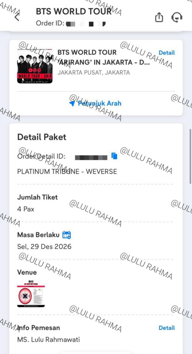 LuShuaV's tweet photo. Want To sell 7 tix Platinum Tribune day 3 make data aku sendiri 🙏🏻
 💸 1tix 5.800.000 diurus sampe fisik
 ✅Cod hanya di polsek summarecon bekasi
✅ Fullpayment
✅Saat Tf langsung dikirim pdf tiket nya
✅ Tukeran Wa, ig , threads akun asli
✅ All tiket make data aku pribadi yaa🙏🏻 https://t.co/Jmd7YlMBsb