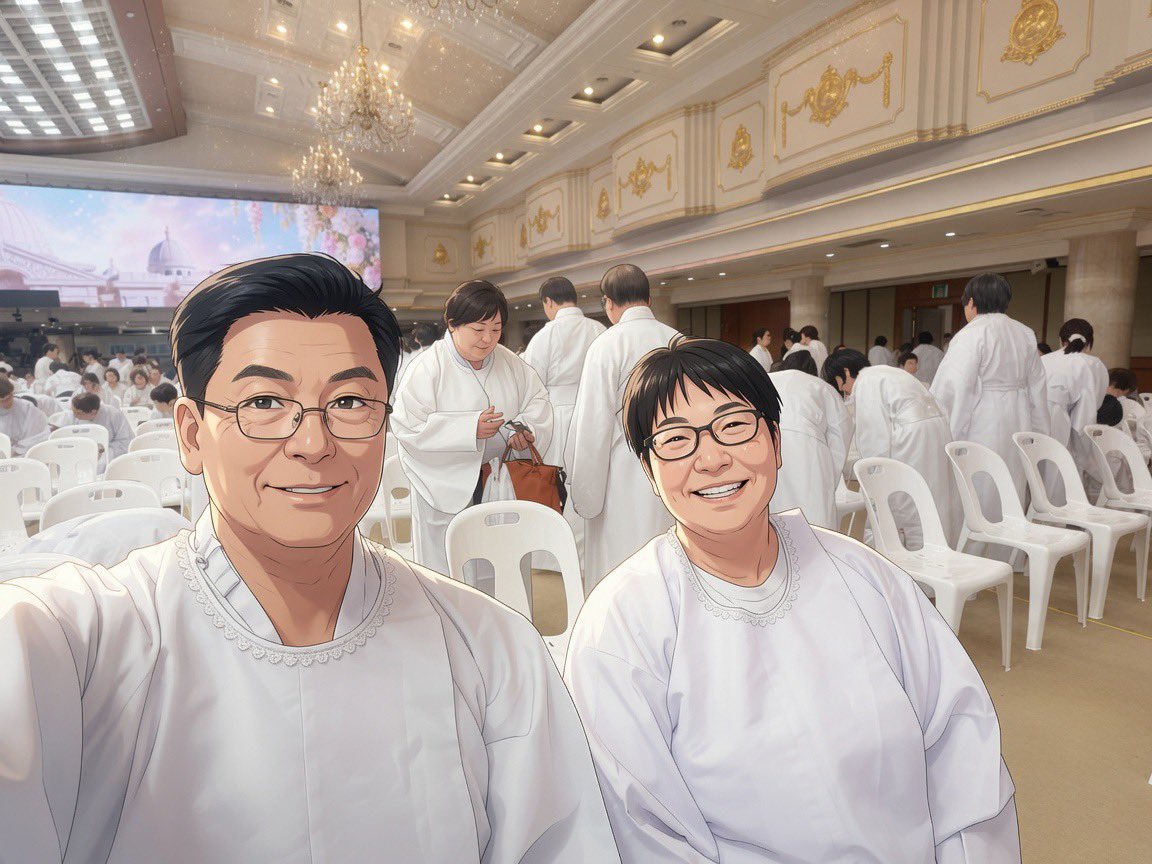 truelove2027's tweet photo. 奇蹟的な出会い。
清平は不思議なところ、偶然空いていた席に座ったら「内田さんですよね？」と。なんと信仰の子の子、孫という方から声をかけられました。
直前に、その信仰の子とLINEでやりとりしてましたので、引き寄せましたね💕 https://t.co/fnISFrcVS7