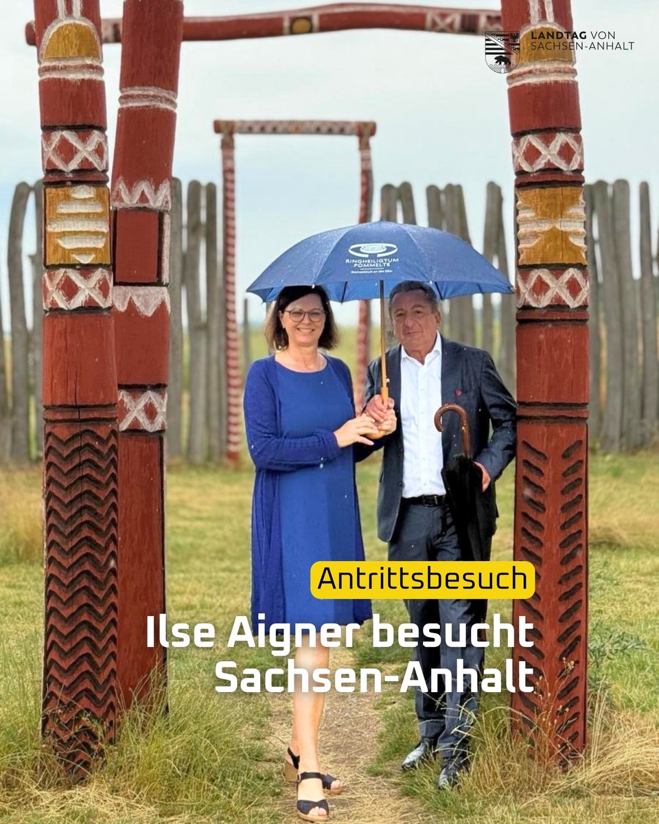 Landtag_LSA's tweet photo. Landtags-@PraesidentLT_ST Dr. Gunnar Schellenberger hat seine bayerische Amtskollegin @IlseAigner zu deren Antrittsbesuch im Landtag willkommen geheißen. Nach einem Ausflug zum Ringheiligtum Pömmelte fand die offizielle Begrüßung im Magdeburger Landtag statt. #ltlsa https://t.co/e6nXwPlVRP