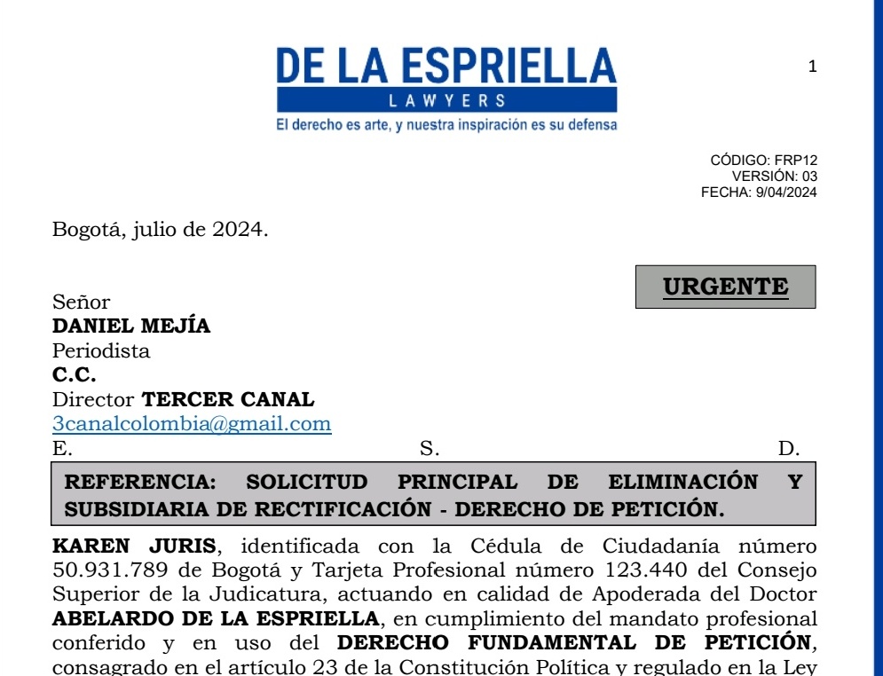 DanielMejiaLoz2's tweet photo. 🔴 Hasta Francia llega la persecución contra periodistas de Abelardo de la Espriella, he sido amenazado de muerte después de que el candidato Presidencial emprendiera acciones legales para callarme por mi labor periodística, ya hice la denuncia ante la policía francesa @FLIP_org https://t.co/LQhWw1M20B