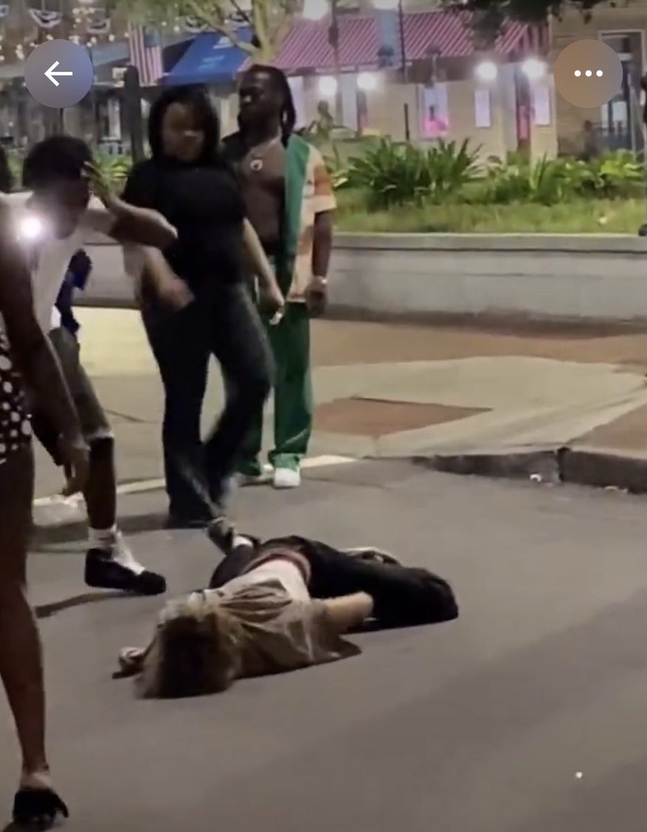 WhiteGirl1776's tweet photo. White man stomped unconscious by a black mob in Savannah’s City Market.

Beaten while down, then dragged and beat some more. 

Reporter: “as for the motive” 

Sheriff: “uh, uh, yeah, uh, we can’t say fo sho” 

They blurred him and didn’t mention his race. 

We know why. 

When do we fight back?