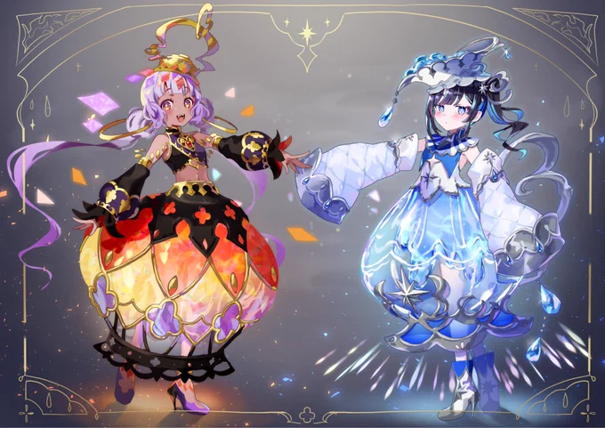 【お知らせ】 ポケコロツイン × pixiv イラストコンテストにて ありがたいことに2次選考へ選出していただきました ウレチーー 「炎」と「水」をテーマに、 対になる双子のコーデを制作しました 気に入っていただけましたら応援していただけると嬉しいです #ポケコロツイン