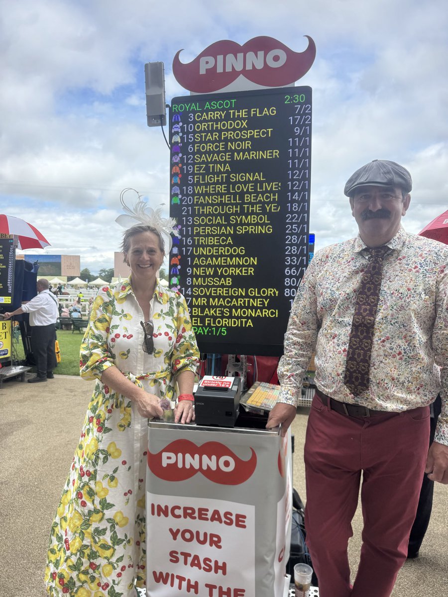 BookieBaz's tweet photo. Day five of a very tough @Ascot week. We are having a bad week but I have to say the punters so far have been a joy to give money to😍😱😇. If you are looking to fill your wallets and purses please make your way to this lovely sister and brother outfit in Tatts😍😍. https://t.co/uKv7Y1nACG