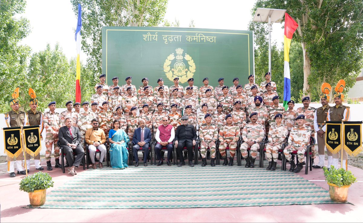 VPIndia's tweet photo. Vice President Shri C. P. Radhakrishnan met with the brave personnel of the 5th Battalion of the Indo-Tibetan Border Police (ITBP) in Ladakh today. He lauded their unwavering dedication, professionalism and steadfast commitment to safeguarding the nation’s frontiers under some of the most challenging conditions.

He also conveyed the gratitude of the people of India for their selfless service in ensuring the security and territorial integrity of the country.

@ITBP_official