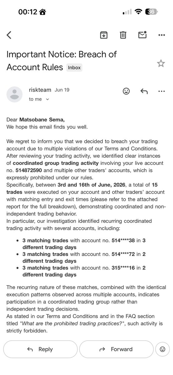 MatsoMoney1's tweet photo. @NazGFT My next move is please process my $9000 payout and stop with the false breaches and fake coordinated group trading excuses. We buy these accounts with our hard earned money bro! https://t.co/13qg0B7kiP