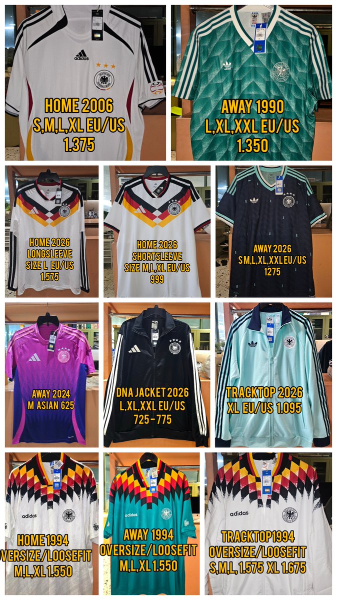 futebolre's tweet photo. #jersey4sale #1565
#GERMANY HOME-AWAY1994 Reissue by #adidas
Oversize Gede
M,L,XL 1.550
Away 1990
L,XL,XXL 1.349
Home 2026 LS 1.575
FREONG 25k
https://t.co/dI7uMabeXm
WA 0895 33284 3252
thanks om
@Jerseyforum
@fajarrusalem
@TitipLawas
@BaliFootballShp
@jerseycadangan https://t.co/EHiJAKwO3o