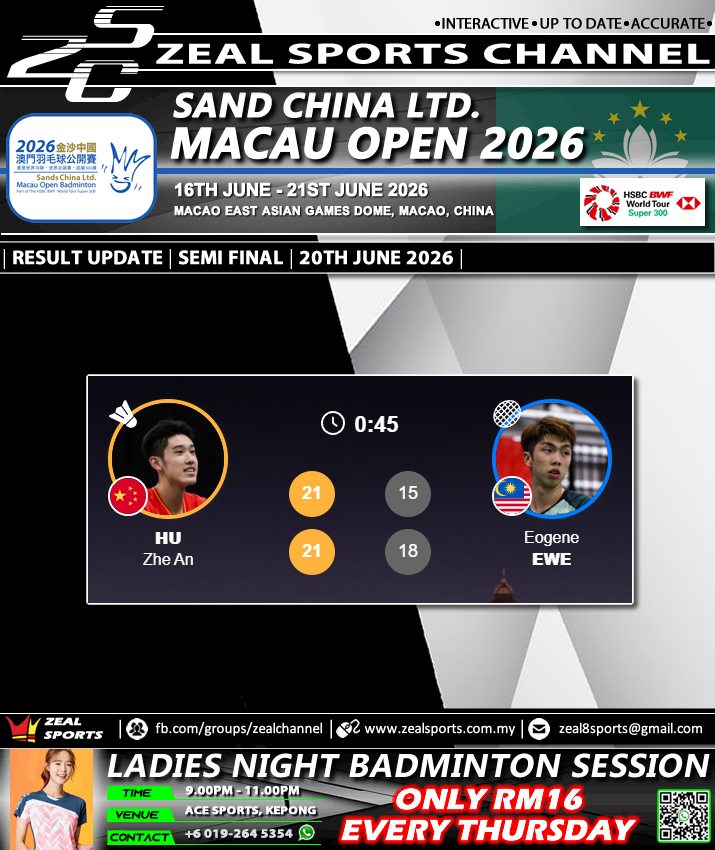 zealsporting's tweet photo. ZEAL SPORTS CHANNEL (RESULT UPDATE)
#badminton #livebadminton #llivestream #badmintonevent #zealsportschannel #badmintonworld #badmintonnews #badmintonresult #hsbcworldtour #badmintonsession #badmintonevent #badmintonkl #badmintonpj #badmintonselangor #badmintonsocial https://t.co/pOTZ4Wv6XT
