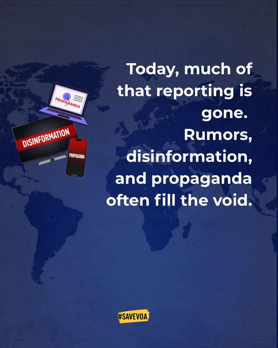 savevoanow's tweet photo. For decades, VOA reported for and about refugees, advancing U.S. interests by providing trustworthy information to places where it was often scarce. On #WorldRefugeeDay we honor the courage and resilience of displaced people around the globe and renew our call to #SaveVO https://t.co/0nT2hkLPeK