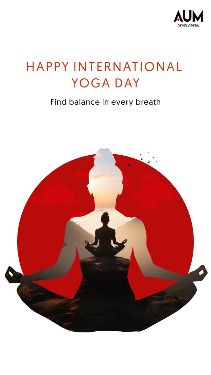 aum_developers's tweet photo. Balance begins within. 

This International Yoga Day, embrace a lifestyle that nurtures mind, body, and soul.

#AumDevelopers #InternationalYogaDay #WellnessLiving #HealthyLifestyle #RealEstate https://t.co/wAa58OO77V
