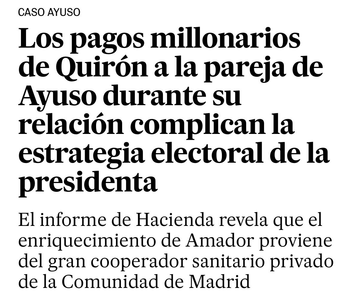 IsaVidor's tweet photo. @el_pais Todo porque se complica para la Presidenta de Madrid 
Peinado está para evitar que se hablen del enriquecimiento del novio y de sus fraudes a Hacienda 
Es un juez fiel no a sus principios sino a sus ideas políticas 
El lawfare es más que evidente en #España https://t.co/nZA8OGvMlQ