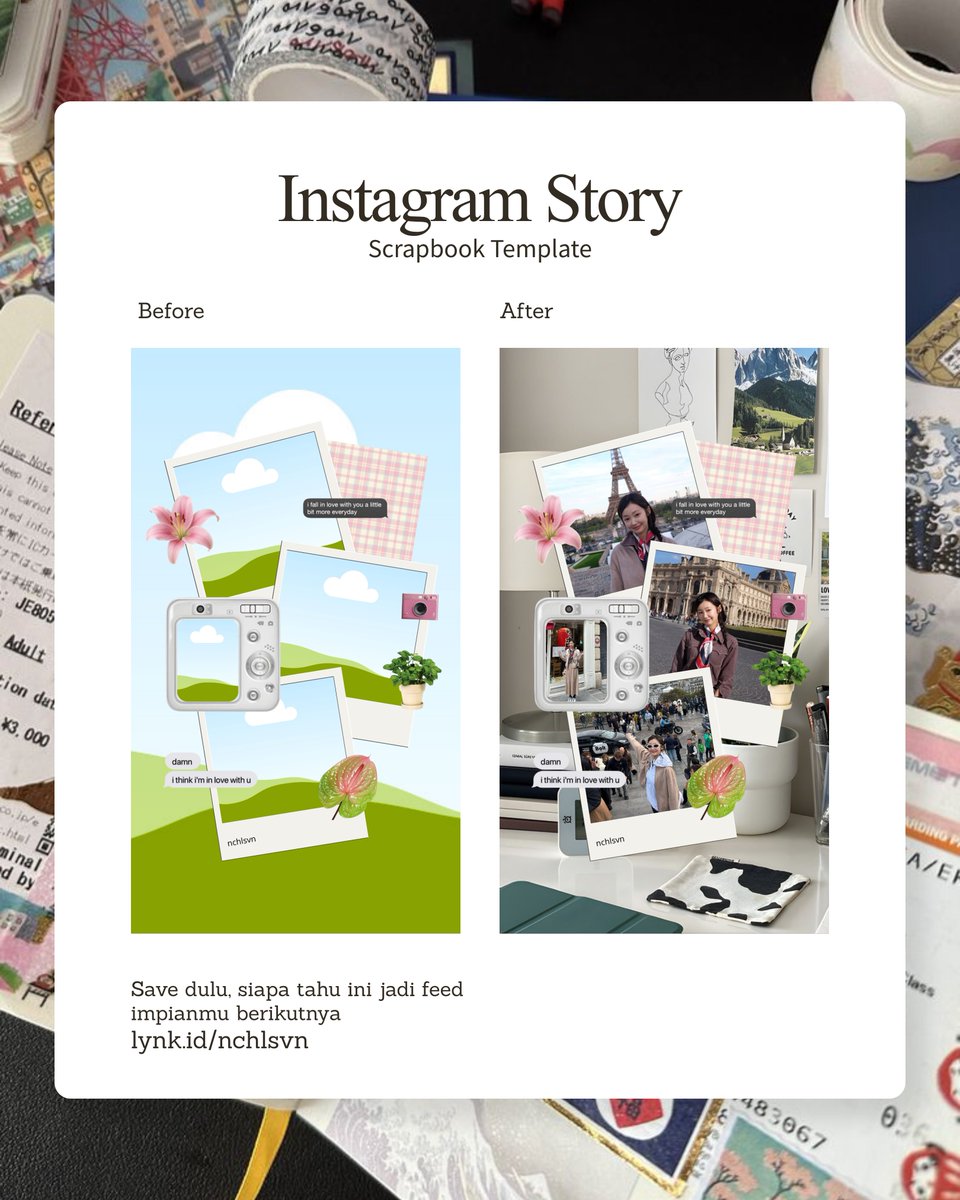 nchlsvn's tweet photo. 🧸 kalau story kamu bisa estetik tiap hari
tanpa mulai dari nol terus

hidup bakal lebih santai kan? 😌
Template Story IG @nchlsvn drag &amp; drop, 80% editable, ready to use ✨

Save dulu kalau mau dipikir-pikir lagi! 🌷

#TemplateScrapbook #AestheticTemplate #Zonajajan #Zonauang https://t.co/K5TyVNkFEk