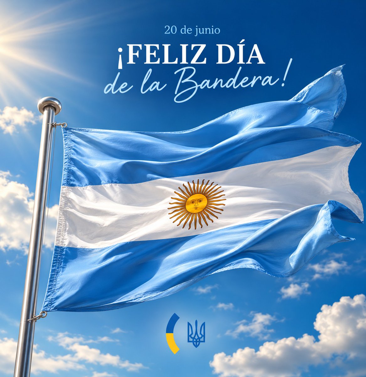 UKRinARG's tweet photo. 🇺🇦 ¡Nuestros más sinceros saludos al pueblo argentino con motivo del Día de la Bandera! 🇦🇷 https://t.co/LaQO0VYW8y