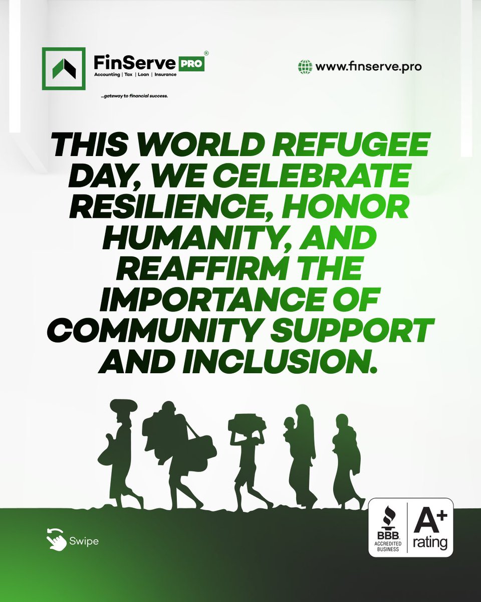 finservepro's tweet photo. everyone deserves access to the tools, resources, and support needed to build a secure financial future—regardless of where their journey began.

Today, we celebrate resilience, community, and the power of new beginnings.

#WorldRefugeeDay #FinservePro #Resilience #NewBeginnings https://t.co/dE1I6nokuY