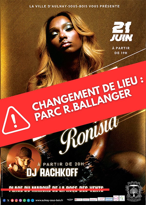 aulnaylibre2's tweet photo. Fête de la musique 2026 à Aulnay-sous-Bois : en raison de la canicule le concert de Ronisia est déplacé dans le parc Ballanger https://t.co/am2NhsjJCl https://t.co/hsSp89SFBu