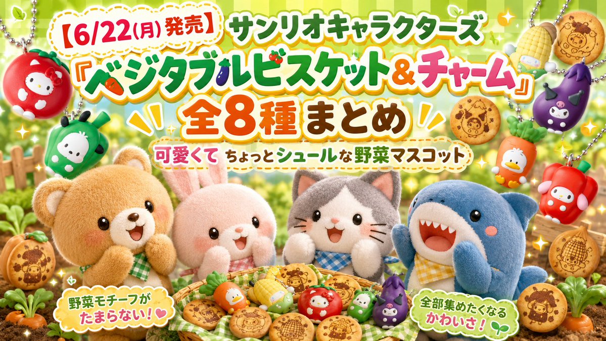 6/22(月)発売】サンリオキャラクターズ 「ベジタブルビスケット