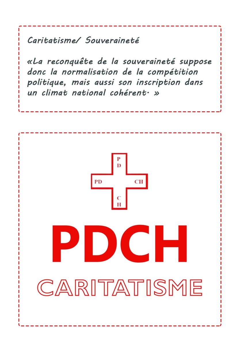 MathiasPierre00's tweet photo. *Caritatisme/ Souveraineté*
« La reconquête de la souveraineté suppose donc la normalisation de la compétition politique, mais aussi son inscription dans un climat national cohérent. »
#PDCH #CARITATISME #HAITI https://t.co/GFxjz2tfmi