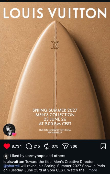 uarmyvibe's tweet photo. What if hoseok attends the upcoming LV fashion show in Paris on June 23rd before flying to Madrid? 👀 https://t.co/IKkMWhFQmP