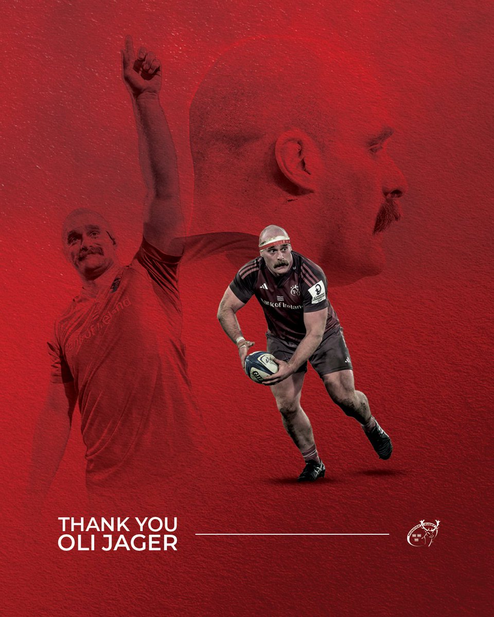 Munsterrugby's tweet photo. Oli Jager has today confirmed that he will retire from professional rugby with immediate effect on medical grounds.

Everyone at Munster Rugby wishes Oli and his family all the best for the future.

Read his full statement: https://t.co/aFqEDS3eyh

#SUAF 🔴 https://t.co/1ipc4yQCHF
