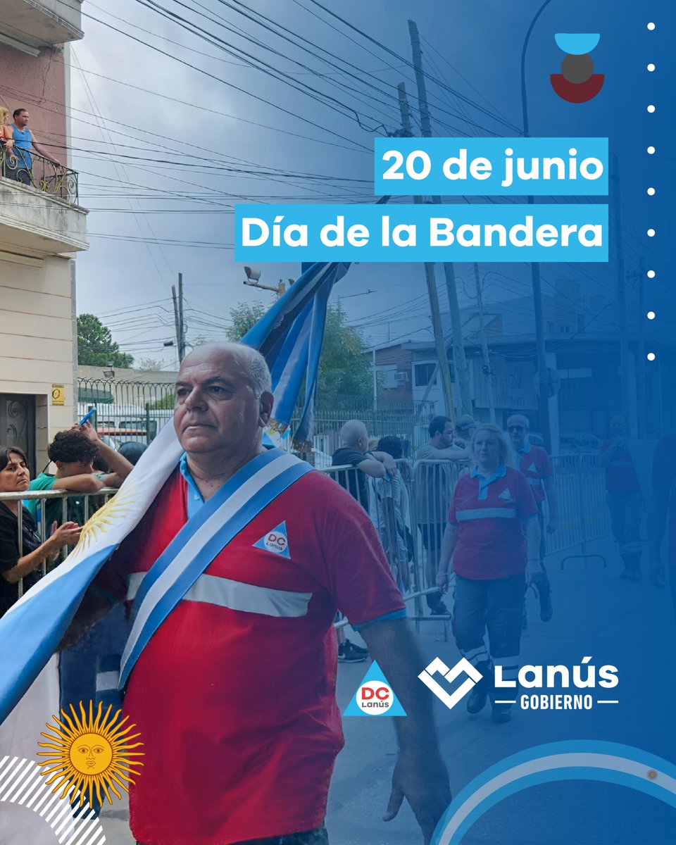DefcivilLanus's tweet photo. 🇦🇷 20 de junio | Día de la Bandera

Hoy homenajeamos a Manuel Belgrano y renovamos nuestro compromiso con los valores que representa nuestra enseña patria: unidad, libertad y respeto. Que sus colores nos inspiren a construir un país mejor. ¡Feliz Día de la Bandera! 💙🤍💙✨ https://t.co/KXi4cbvVnQ