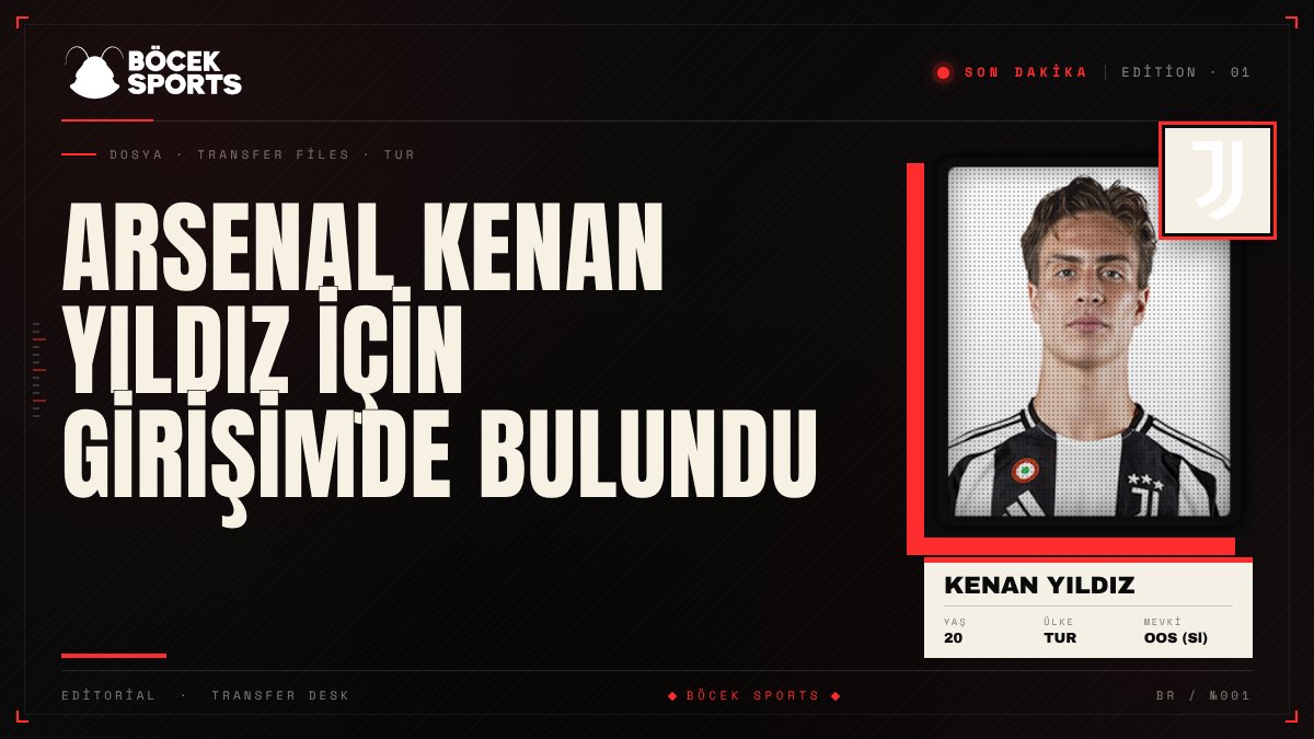 BocekSports's tweet photo. Arsenal Kenan Yıldız İçin Girişimde Bulundu

Arsenal'ın Juventus'un genç forveti Kenan Yıldız'ı araştırdığı belirtildi. İddiaya göre Premier League şampiyonu son haftalarda yeni temas kurdu. Yirmi yaşındaki oyuncu ise Juventus'un uzun vadeli projesine odaklandığı kaydedildi.

(Kaynak: DeadlineDayLive)