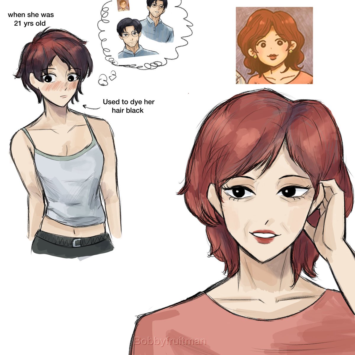 BobbyFruitman's tweet photo. Sunny and Mari’s mom #omorifanart https://t.co/jBpWkBVlNl