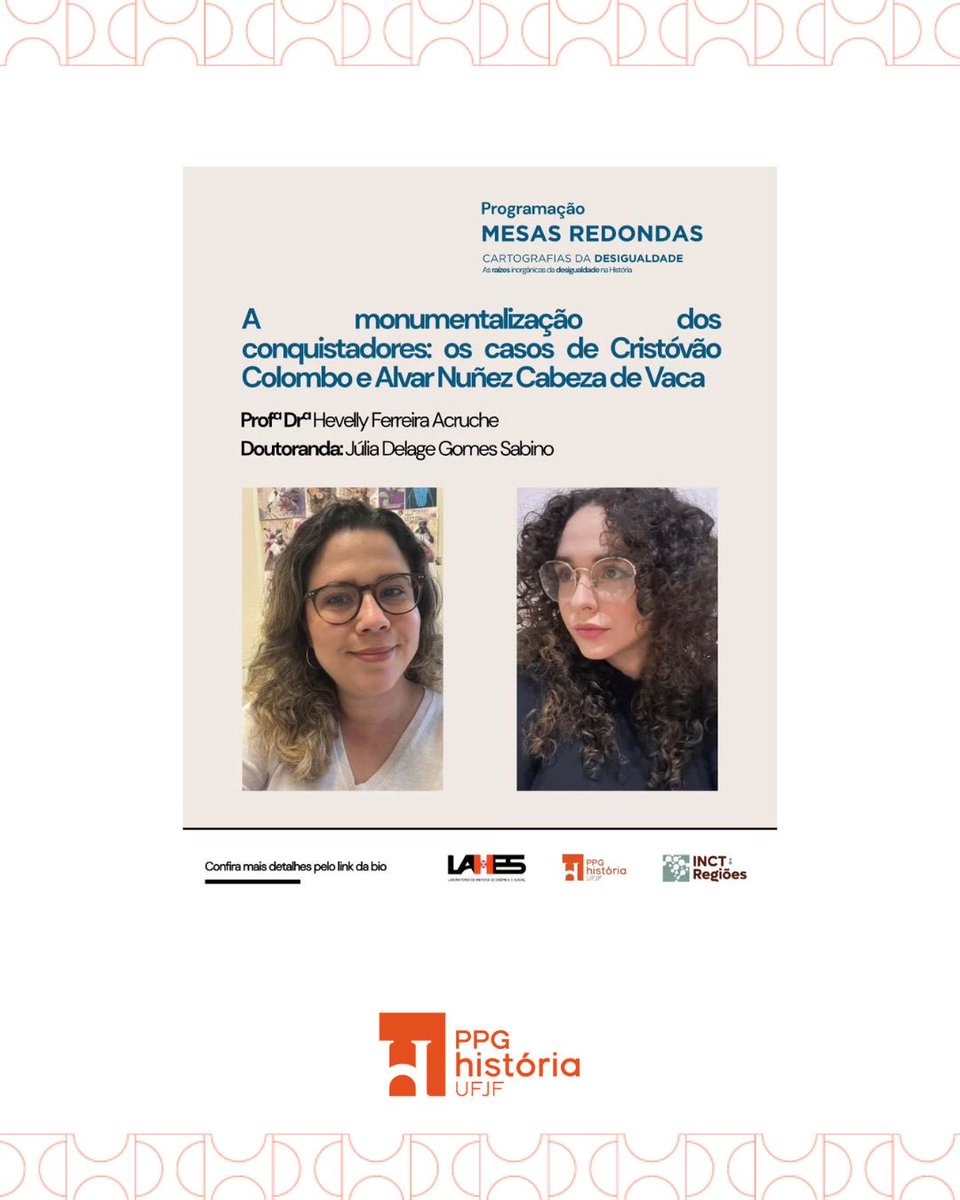 ppghufjf's tweet photo. Nos dias 22, 23 e 25 de junho, ocorrerão as mesas-redondas do 3º Seminário Interno do LAHES, em diálogo com o tema desta edição: Cartografias da Desigualdade: as raízes inorgânicas da desigualdade na História.

Entre os convidados, haverá a presença do Prof. Dr. Moacir Maia (UFV) https://t.co/wbs02m2vxv
