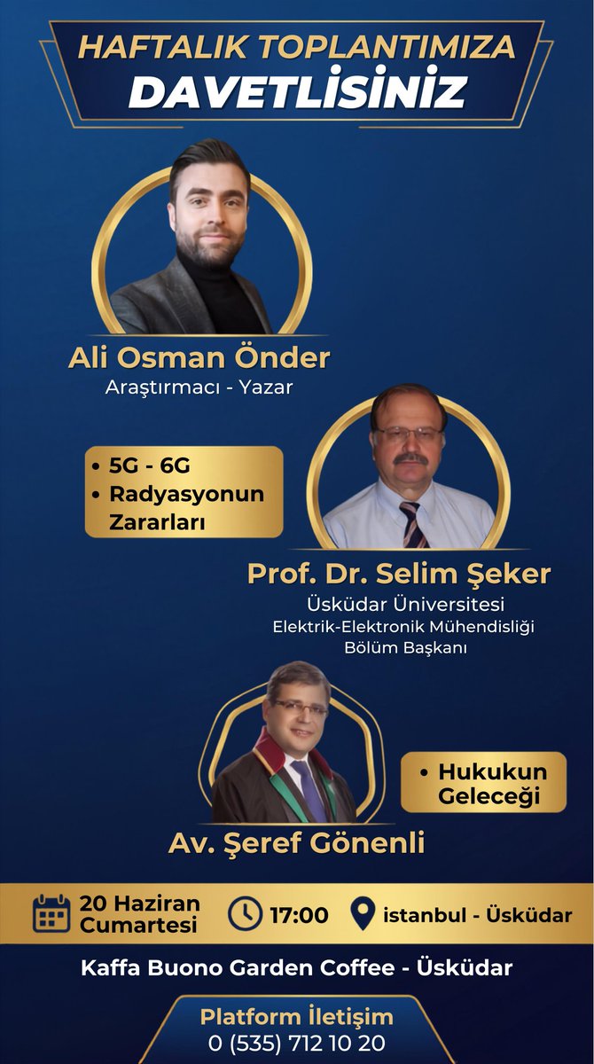 aliosmanonder34's tweet photo. Haftalık toplantılarımızı bugüne çektik. Bugün saat 17:00 Bugün Konuklarımız Üsküdar Üniversitesi Elektrik Elektronik Mühendisliği Bölüm Başkanı Prof. Dr. Selim Şeker 5G-6G'nin yıkıcı etkilerini belgelerle bize anlatacak. Hukuk yapay zeka'ya devrediliyor. Av. Şeref Gönenli "Hukukun geleceğini" anlatacak. @buyukbulusmaplt

#SONDAKİKA