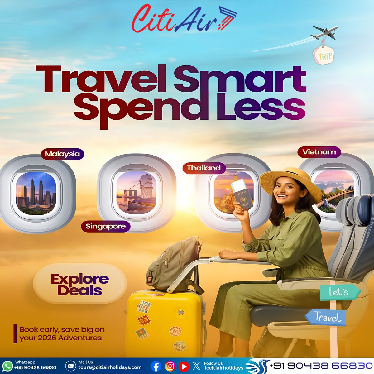 lecitiair's tweet photo. 🌍✈️ Travel Smart, Spend Less with Le Citi Air &amp; Holidays! 💰Why pay more when you can explore the world for less? 
#TravelSmartSpendLess #Lecitiairholidays #TravelDeals #HolidayPackages #FlyMorePayLess #TravelTheWorld #BudgetTravel https://t.co/xNay2zYwjv