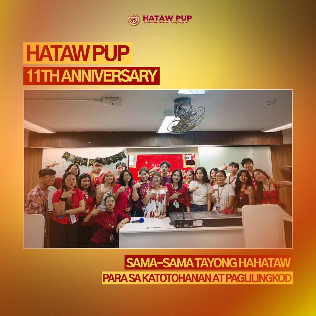 Official_HPUP's tweet photo. 𝗔 𝗱𝗲𝗰𝗮𝗱𝗲 𝗮𝗻𝗱 𝗼𝗻𝗲 𝘆𝗲𝗮𝗿 𝗼𝗳 𝗽𝗮𝘀𝘀𝗶𝗼𝗻 𝗮𝗻𝗱 𝘀𝗲𝗿𝘃𝗶𝗰𝗲. ✊❤️

#HatawPUP@11
#HatawPUP
#HPUP2526 https://t.co/TP3ZlVWpD4