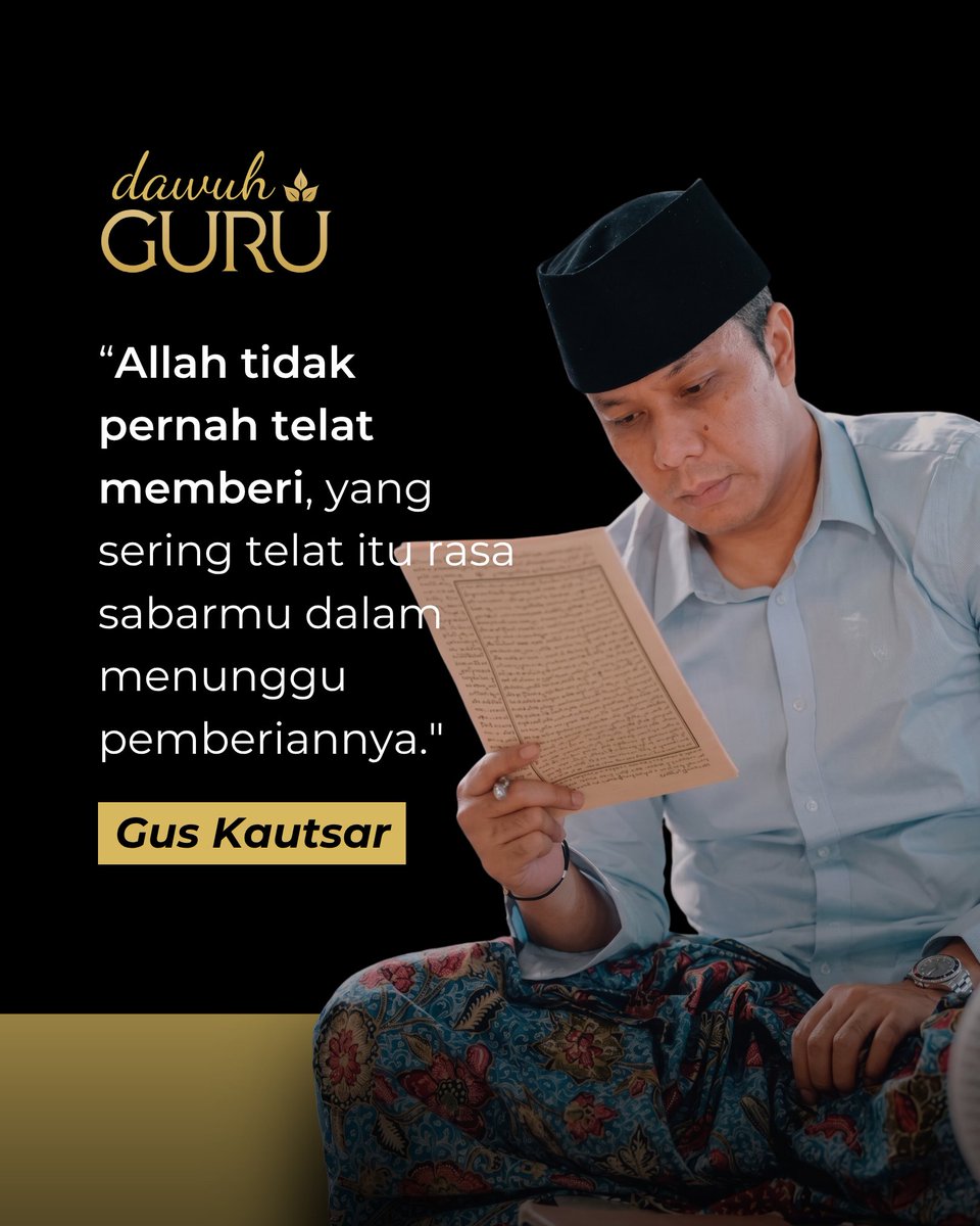 dawuhguru's tweet photo. “Allah tidak pernah telat memberi, yang sering telat itu rasa sabarmu dalam menunggu pemberiannya."

Gus Kautsar

@dawuhguru https://t.co/49Zfi5psvC