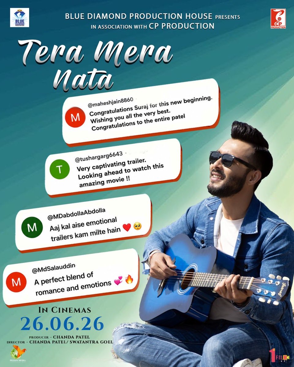 bdphofficial's tweet photo. A love story so beautiful, it’s making every heart skip a beat. ❤️

#TeraMeraNata Trailer out now.

Blue Diamond Production House Presents 
In Association With CP Production

Releasing in cinemas on 26th June 2026.

#OfficialTrailer #TrailerOutNow #InCinemasJune26 https://t.co/sYIYUBBA09