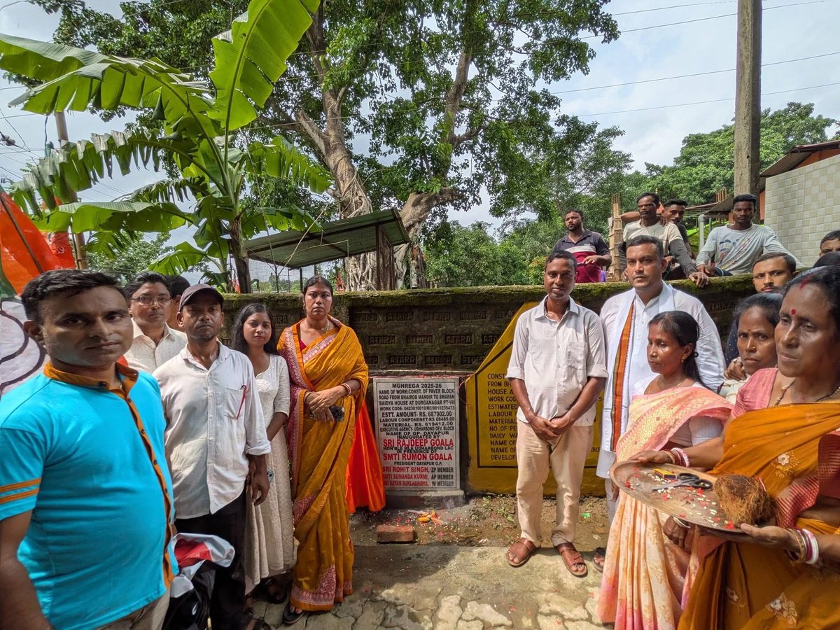 RajdeepGoala14's tweet photo. Pleased to inaugurate the paver block road constructed under the MGNREGA scheme from Bhairab Mandir to the residence of Shri Swapan Baidya at Durganagar 7th Block under Dayapur GP on 17th June.

This vital infrastructure project will enhance connectivity and ensure safer, smoother, and more convenient movement for local residents. Such grassroots development initiatives reflect our unwavering commitment to improving public infrastructure and strengthening rural communities.

The programme was attended by Zila Parishad Member Shri Rohit Singh, Anchalik Panchayat Member Smt. Sumanda Kurmi, BJP Malugram–Rangpur Mandal President Shri Pulak Deb, ward members, and other distinguished citizens.