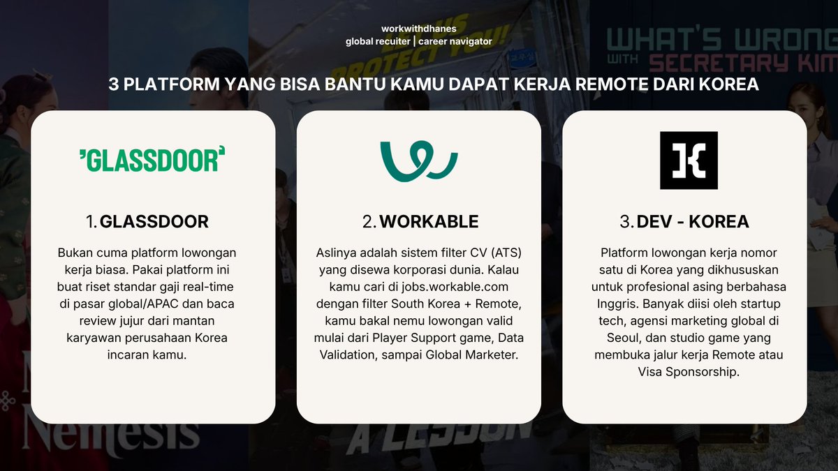 workwithdhanes's tweet photo. Ini 3 platftorm yang bisa kalian mulai kepoin job post dari South Korea🫰 https://t.co/BrEg2RLmF2