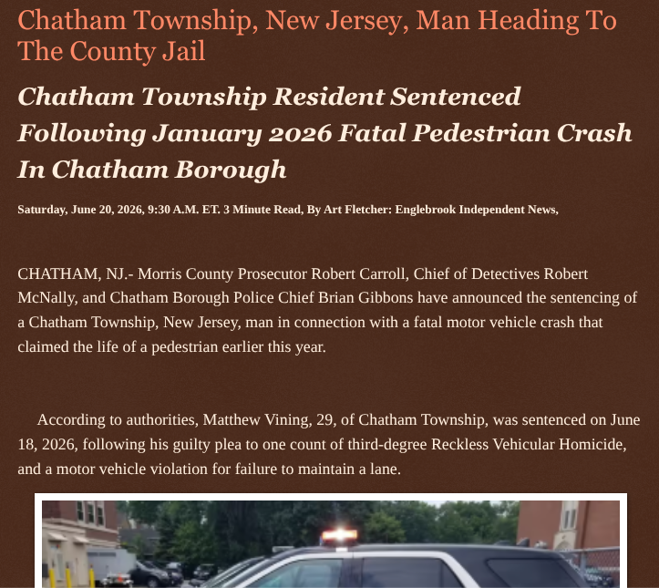 ArtFletcher9's tweet photo. Chatham Township, New Jersey, Man Heading To The County Jail https://t.co/1cUAUMToxW via @Englebrooknews #NewJersey #CrimeNews #NJNews #MorriscountyNJ #ChathamTownshipNJ #CountyJail #Probation #ChathamBoroughNJ #FatalCrash @HRG_Media @LodiNJNews @fordmb1 @SarahGeving1 @Shannon96574094 @DanCook26214426 @gator4kb18 @TrumpWasRite2 @KathyKbrose @RobGerundo @JimBobW49