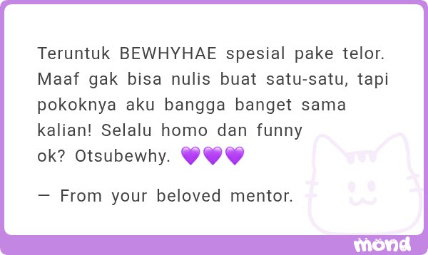 MentorKei's tweet photo. Buat AviS, BEWHY, sama Kaguya!

—

Buat AviS, OTSUKARE GUYSSS!

Buat BEWHYHAE, OTSUBEWHY! Tetap homo dan funny kata mentor kalian ok.

Buat Kaguya, ada salam dari ayangnya CIEE. https://t.co/mHb2bReejf