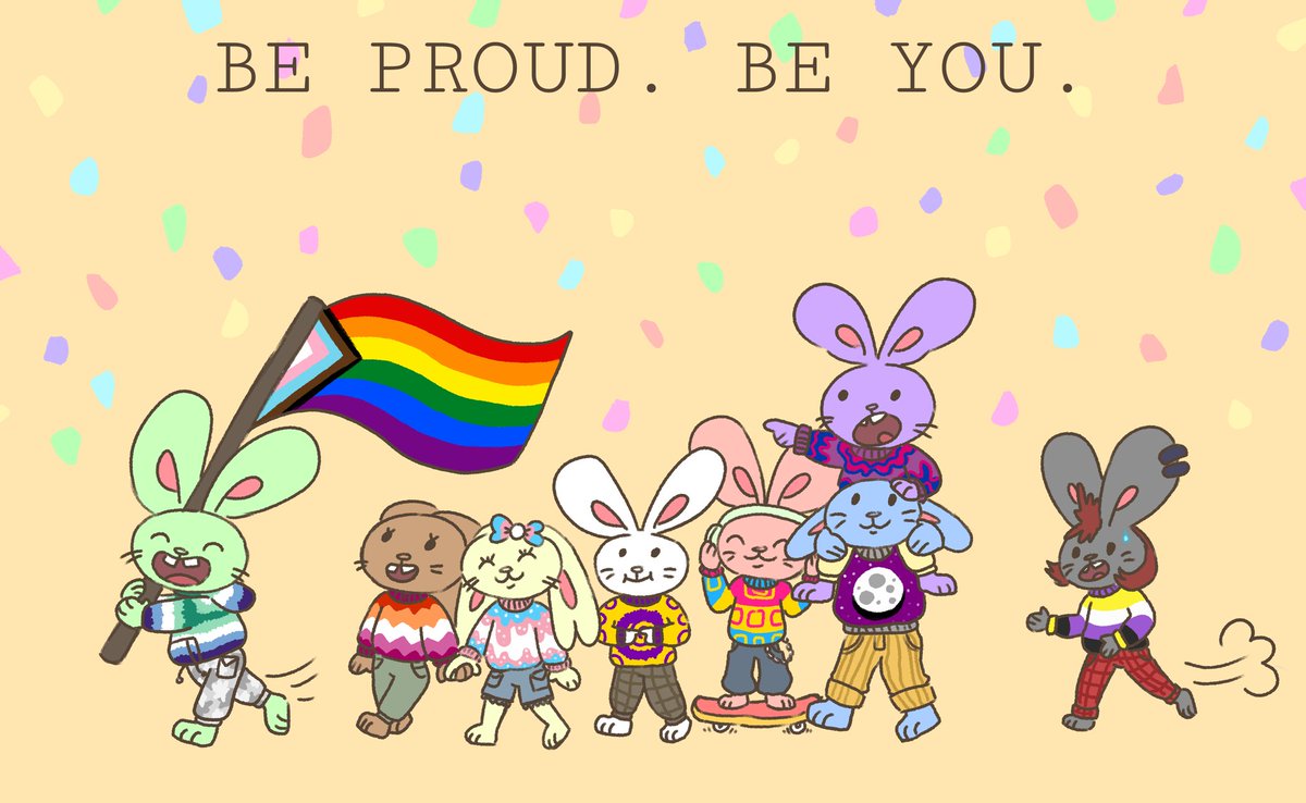 bizarrebunnies's tweet photo. Happy Pride Month from Bizarre Bunnies 🏳️‍🌈🐰
In a world where our rights are often under attack, where we aren't safe to hold hands in public, we find strength and affirmation through unity &amp; understanding.
Thank you to the allies who stand up for us too. 🙏 https://t.co/BMXBHaJNre