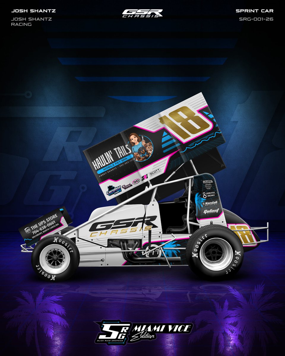 SlickRaceGfx's tweet photo. Josh Shantz is rocking this Miami Vice themed sprint car this year with the @CarolinaSprints

#miamivice #sprintcarracing #dirttrackracing https://t.co/aTbu7Hw9n6