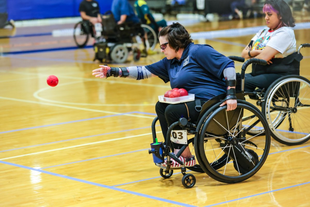 Boccia_US's tweet photo. Cassie, Cornelius and Nick are in medal contention! Tune into https://t.co/T29xFfgyse to watch Cassie compete for the bronze on Court 5, then tune into Court 6 to watch Nick go for gold at 2:50 pm CT! https://t.co/Sr5DjKlxQt