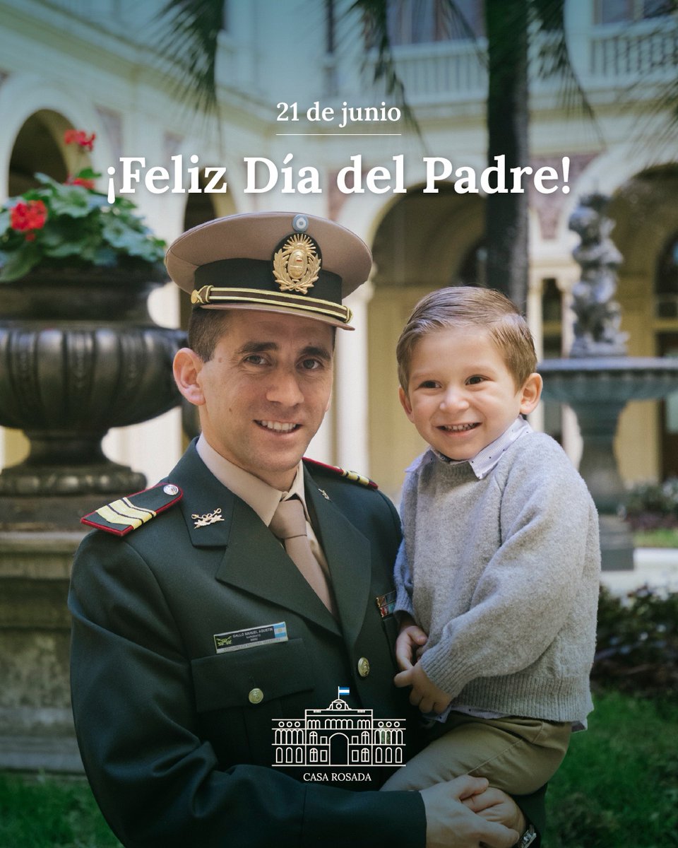 CasaRosada's tweet photo. La Casa Rosada saluda a todos los padres argentinos en su día, reconociendo su entrega y compromiso con la familia, uno de los pilares fundamentales sobre los que se construye la grandeza de nuestra Nación. 

¡Feliz Día del Padre! https://t.co/qQ2zbC35zs