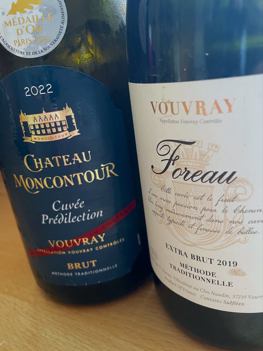 chriswinedoctor's tweet photo. Two more pétillant Vouvrays this evening. I suspect most would swoon over the Foreau (now with its Extra Brut designation) but don’t overlook the Moncontour Cuvée Prédilection - it scores high in the VFM stakes. #vouvray #foreau #moncontour #chenin #wine https://t.co/uouHmuOu05