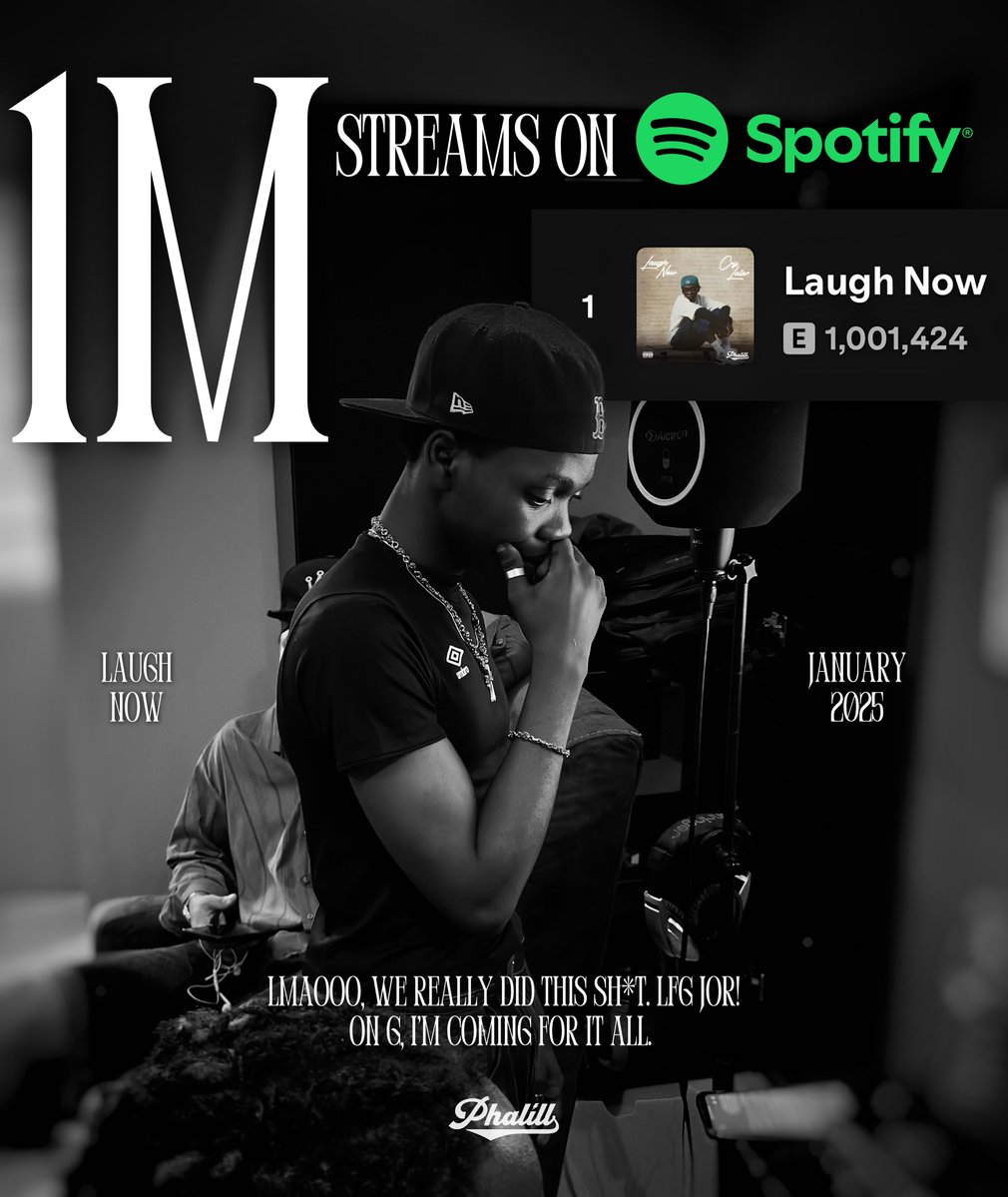 iam_phalill's tweet photo. 1 MILLION listens for Laugh Now on Spotify, masha’Llah.📿💥
if you had told me we’d get here when i was writing this song back in mid-2025, i’d have called you crazy.
but here we are, a year and a half later, standing at the top of this mountain.

and the view is spectacular.🌄🫶🏾 https://t.co/0McDXETo1P