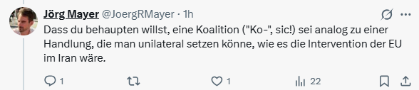 Hi5_Phil's tweet photo. @JoergRMayer @OliverBWeber Hab ich. Sanktionen gegen den Iran gibt es bereits, also muss es sich um eine neue Handlung halten, da bleibt ja nur noch militärisch über. Das kann die EU unilateral nicht. That's the facts. 

Und somit ist dein Prinzip, dass sich Kickl sich nicht beschweren darf. geil. https://t.co/ay1C7flHrP